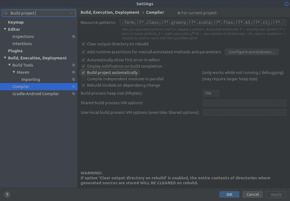 intellij compiler build project automatically